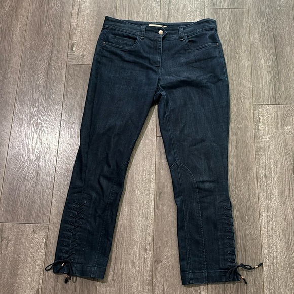 Anthropologie Leifsdottir dark denim jeans with lace up detail 30 - Picture 1 of 5